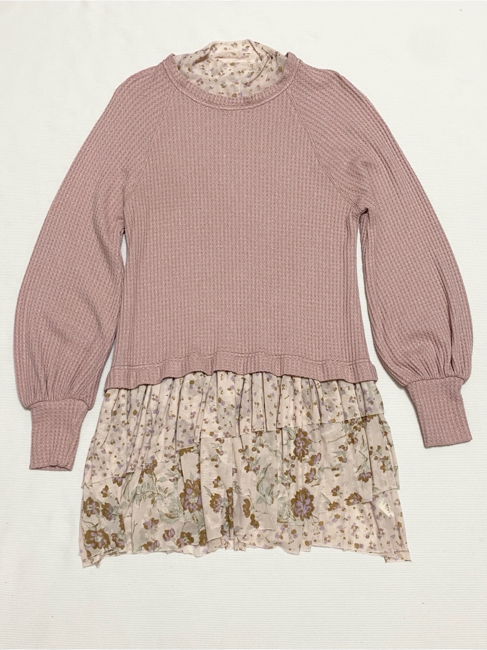 Free People Opposite Attraction Sweater Mini Dress Pink Floral Cottagecore